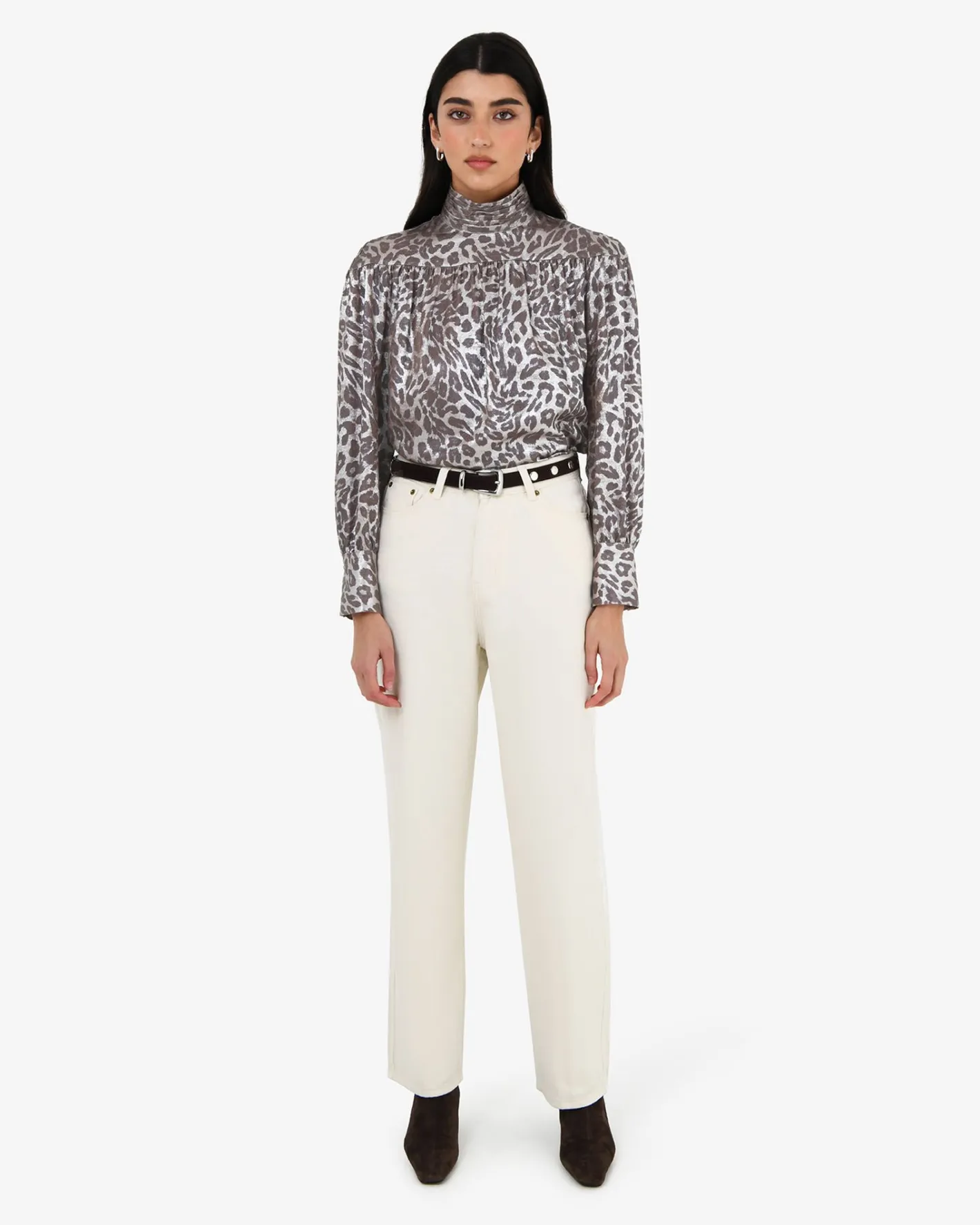 Forcast Melisa Gathered Yoke Top Leopard Best