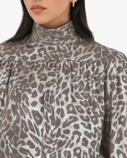 Forcast Melisa Gathered Yoke Top Leopard Best