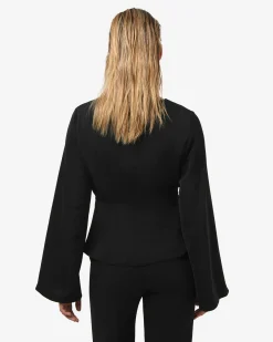 Forcast Melody Long Sleeve Draped Top Black Outlet