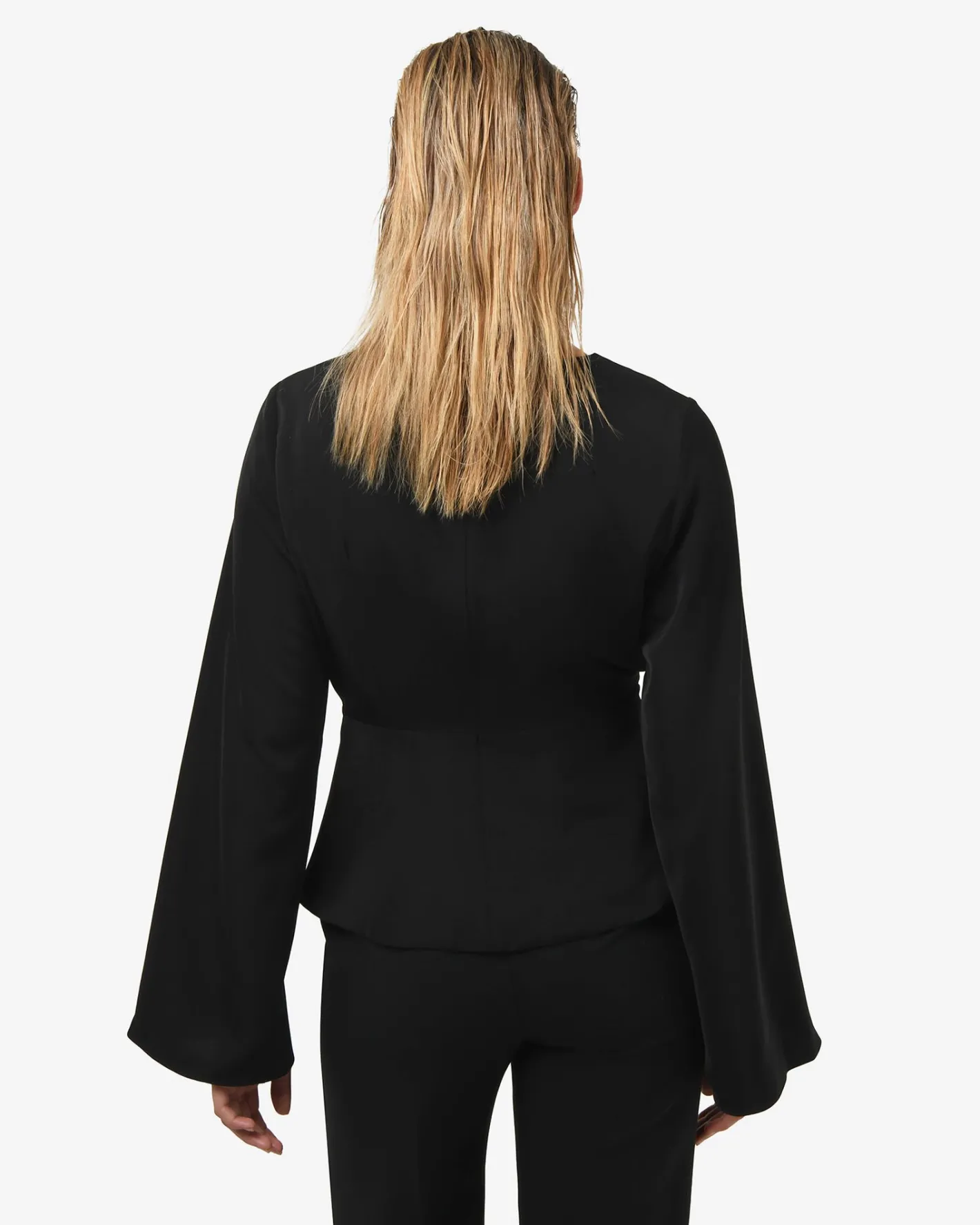 Forcast Melody Long Sleeve Draped Top Black Outlet