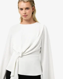 Forcast Melody Long Sleeve Draped Top Ivory Sale