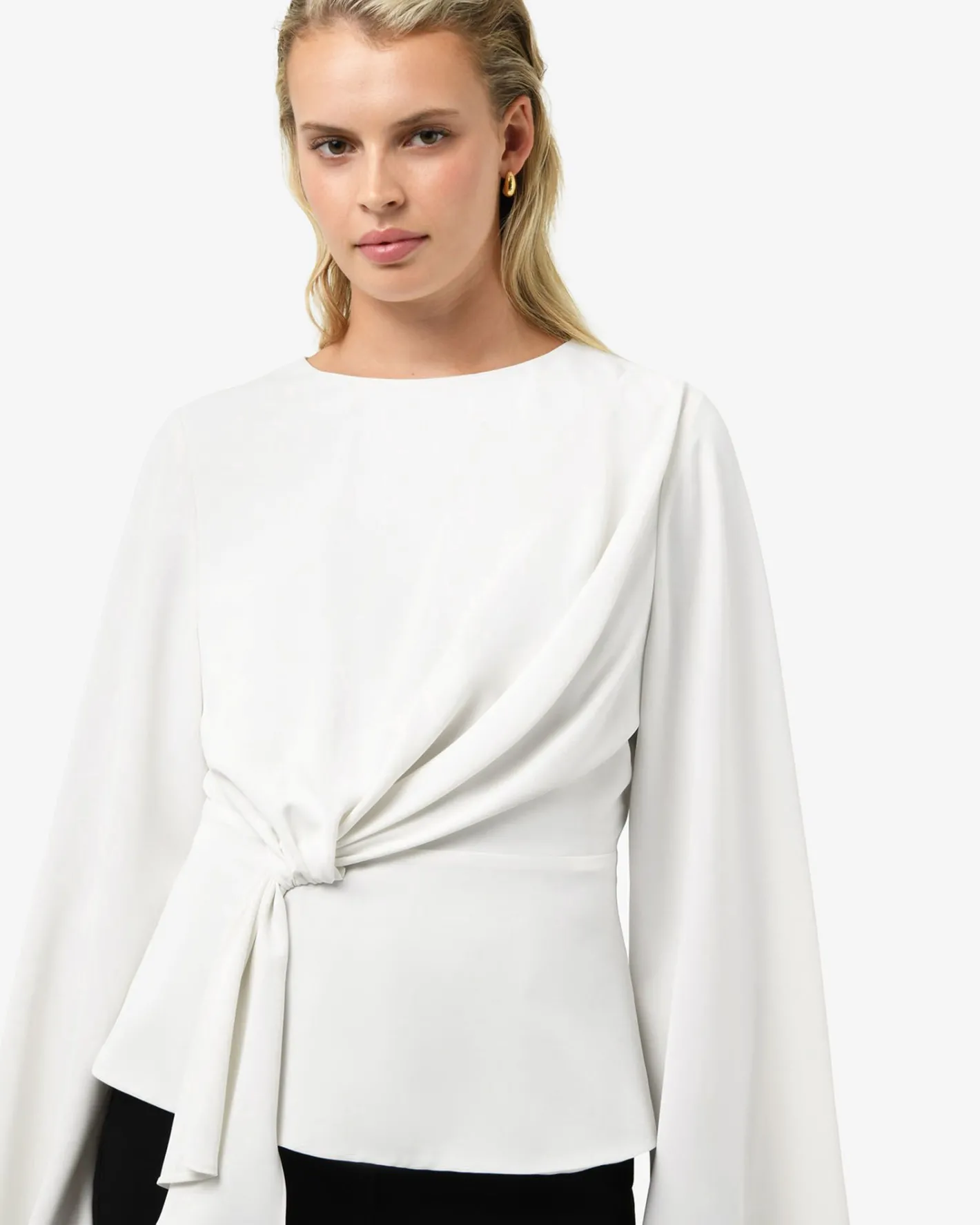 Forcast Melody Long Sleeve Draped Top Ivory Sale