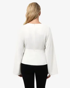 Forcast Melody Long Sleeve Draped Top Ivory Sale