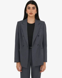 Forcast Merid Double Breasted Blazer Dark Grey Online