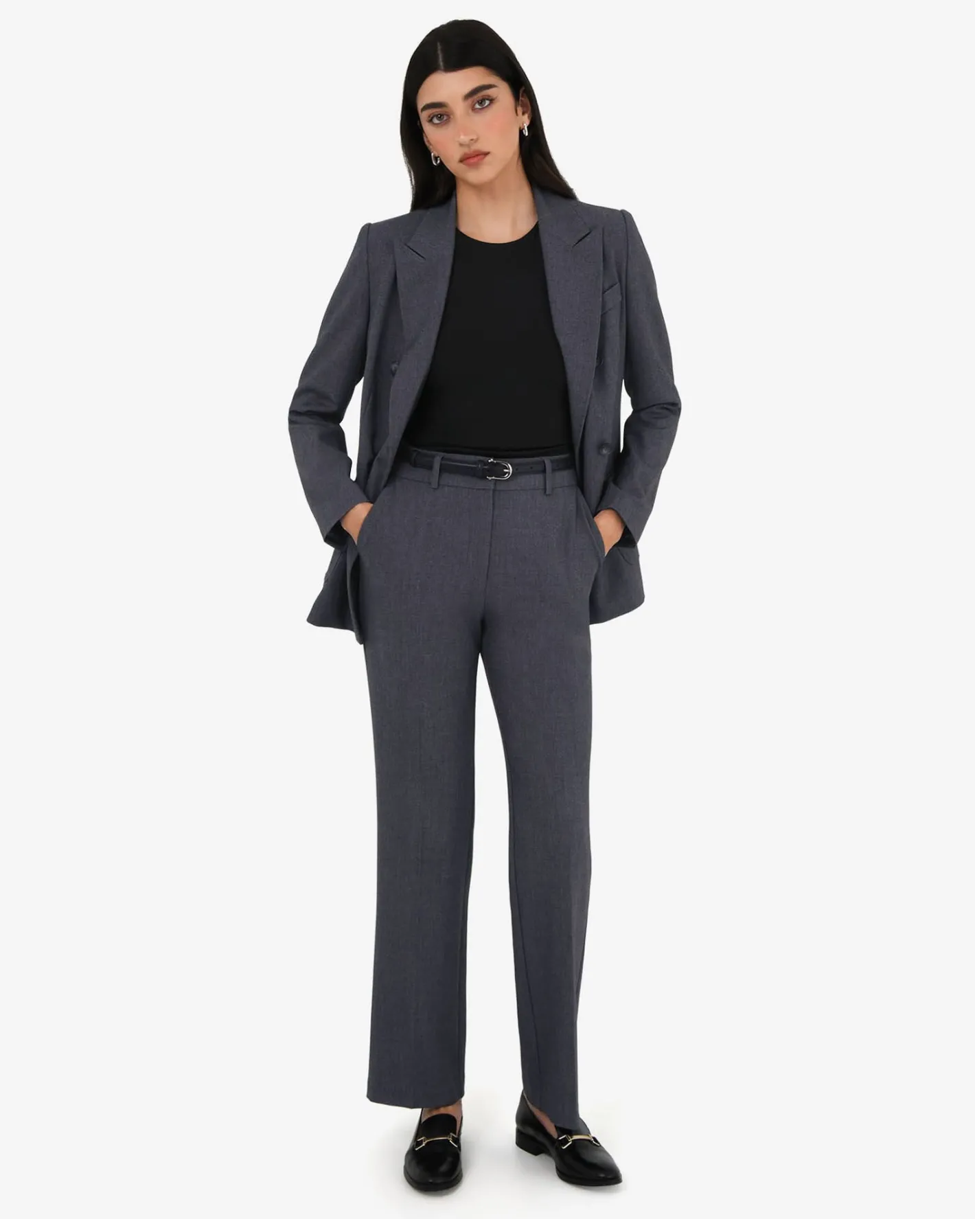 Forcast Merid Double Breasted Blazer Dark Grey Online
