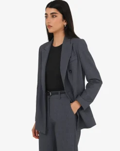 Forcast Merid Double Breasted Blazer Dark Grey Online