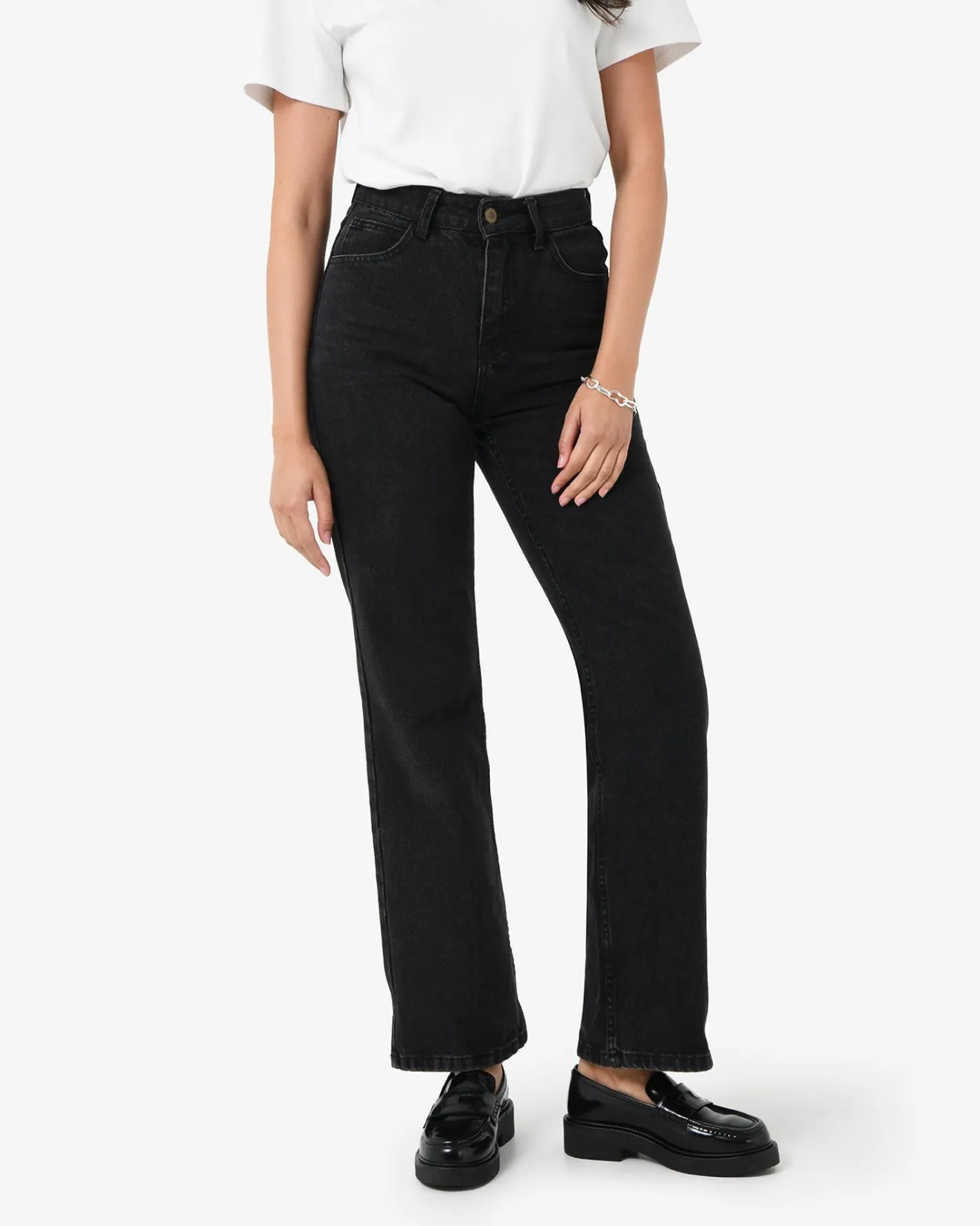 Forcast Merith Bootcut Jeans Washed Black Clearance
