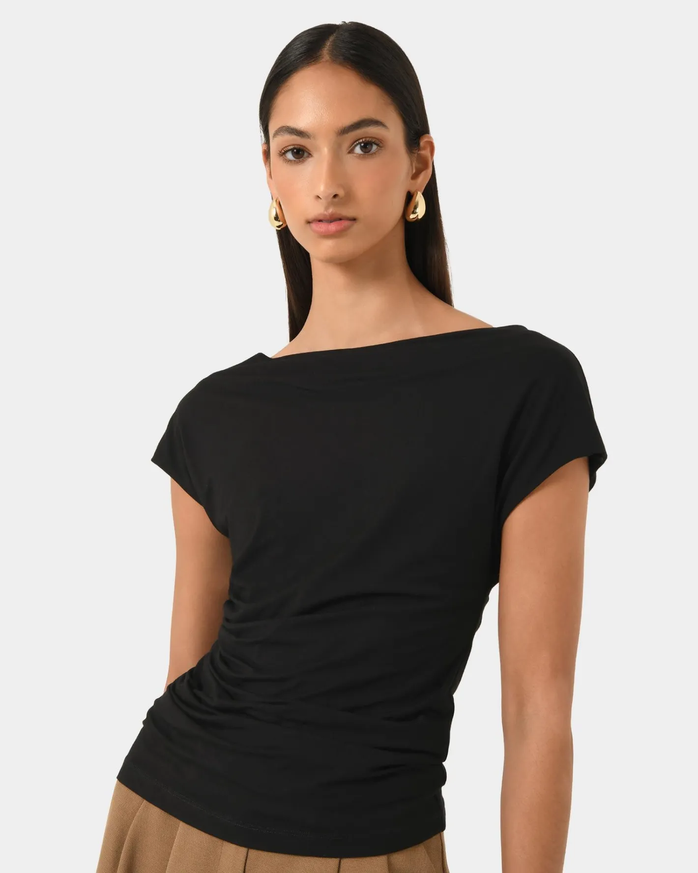 Forcast Mia Off Shoulder Jersey Top Black Discount