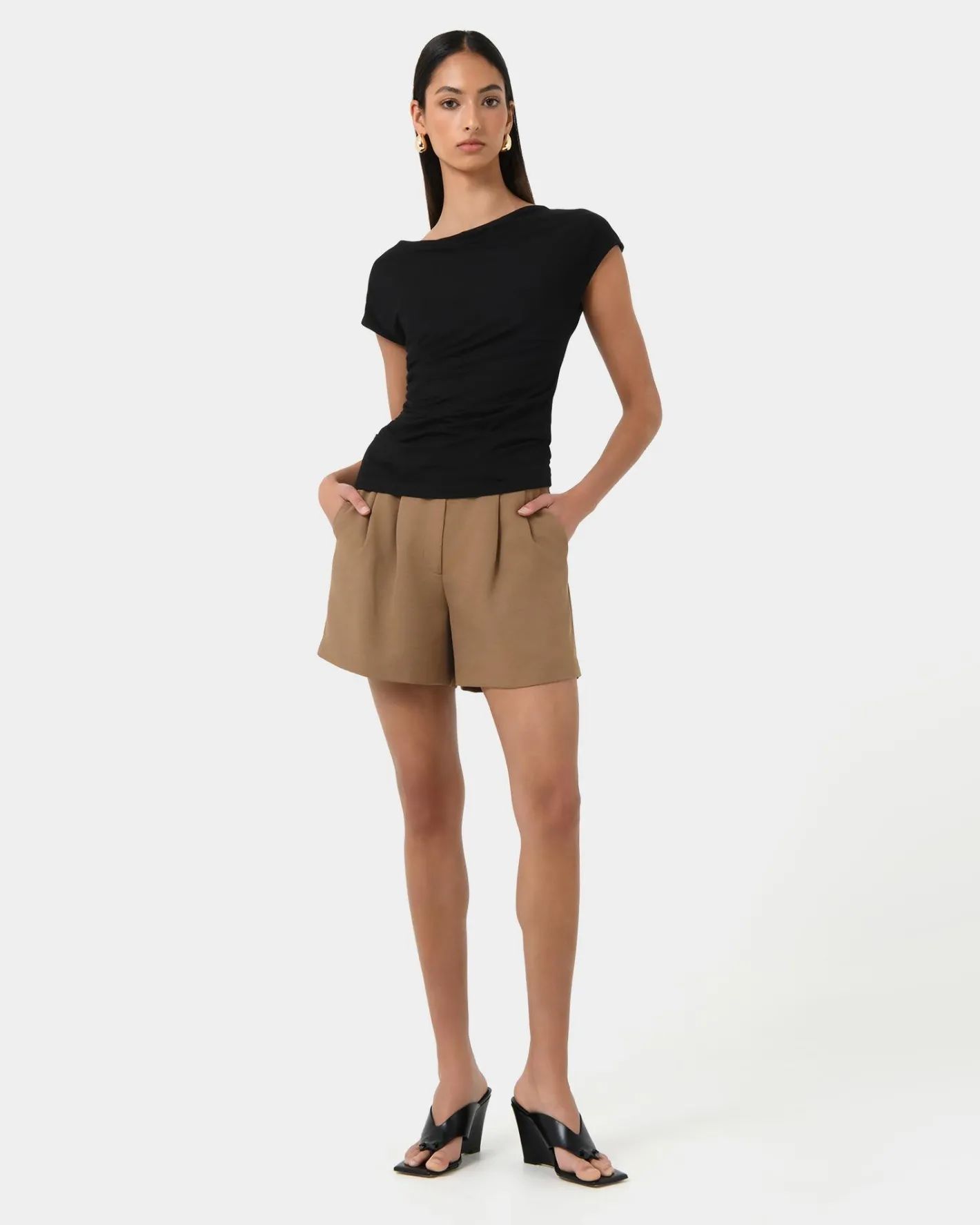 Forcast Mia Off Shoulder Jersey Top Black Discount