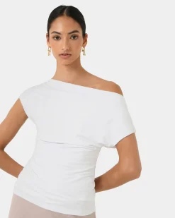 Forcast Mia Off Shoulder Jersey Top Ivory Discount