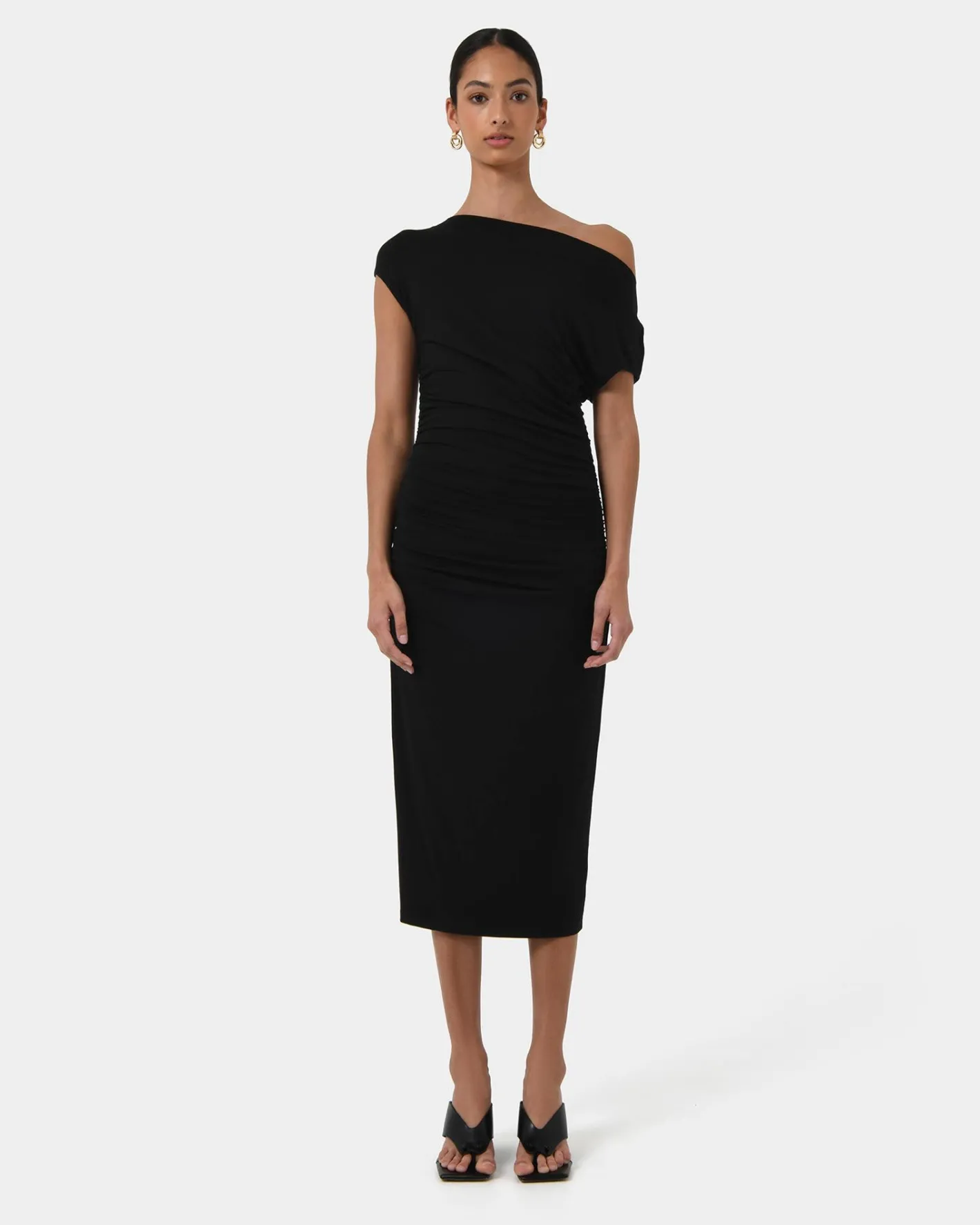 Forcast Mia Ruched Jersey Dress Black Sale