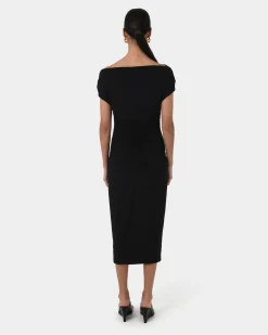 Forcast Mia Ruched Jersey Dress Black Sale