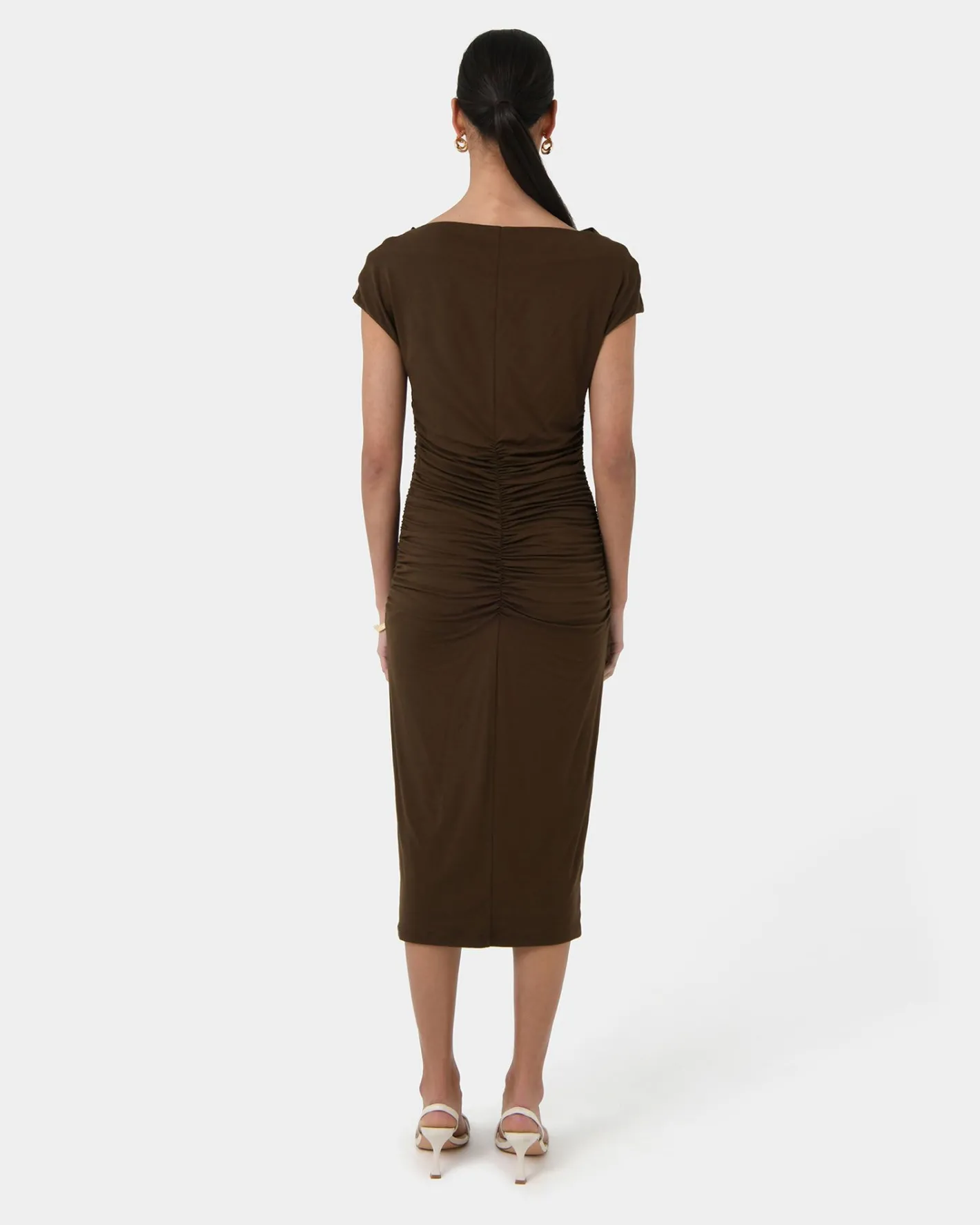 Forcast Mia Ruched Jersey Dress Chocolate Best