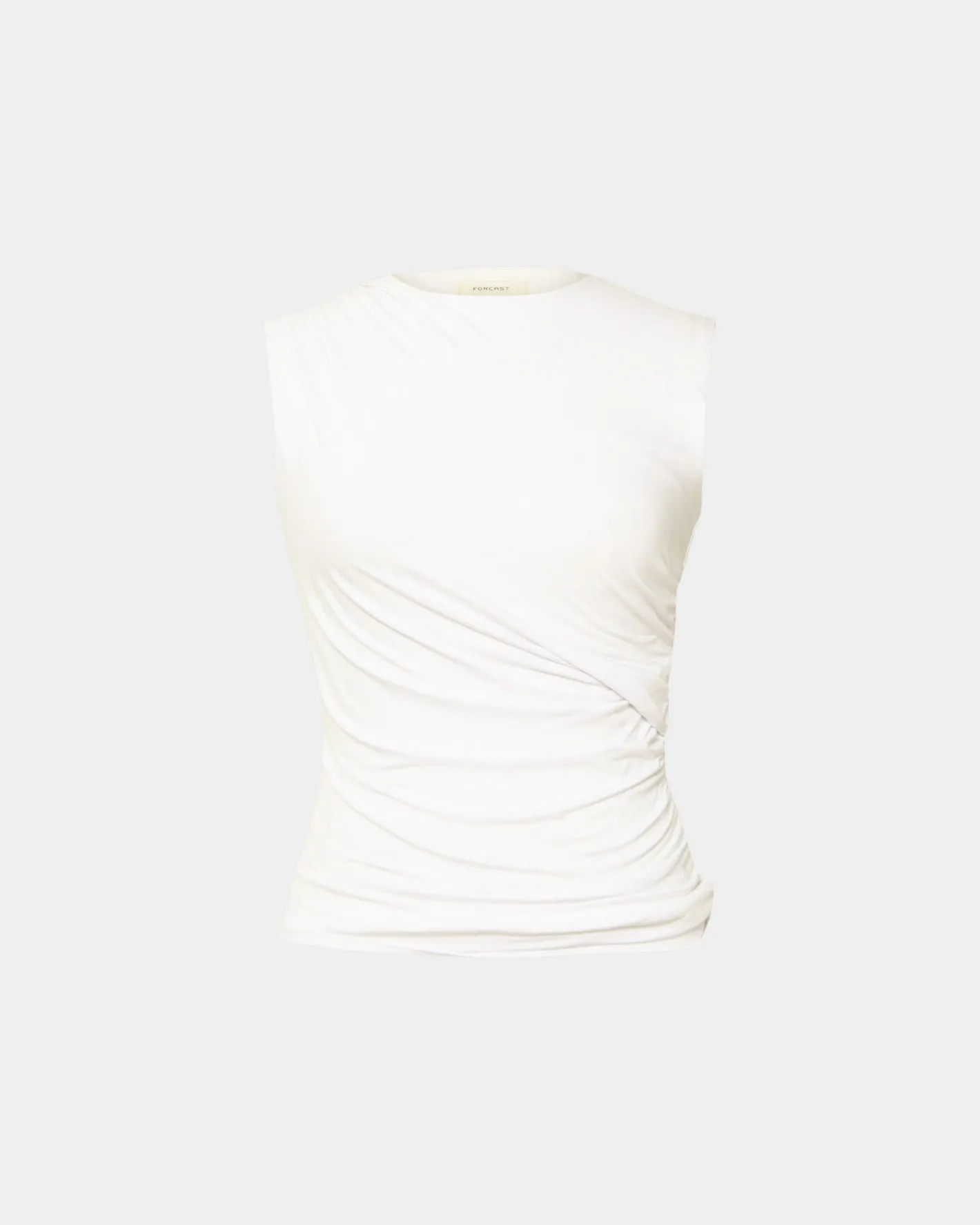 Forcast Mia Ruched Jersey Top Ivory New