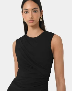 Forcast Mia Ruched Jersey Top Black