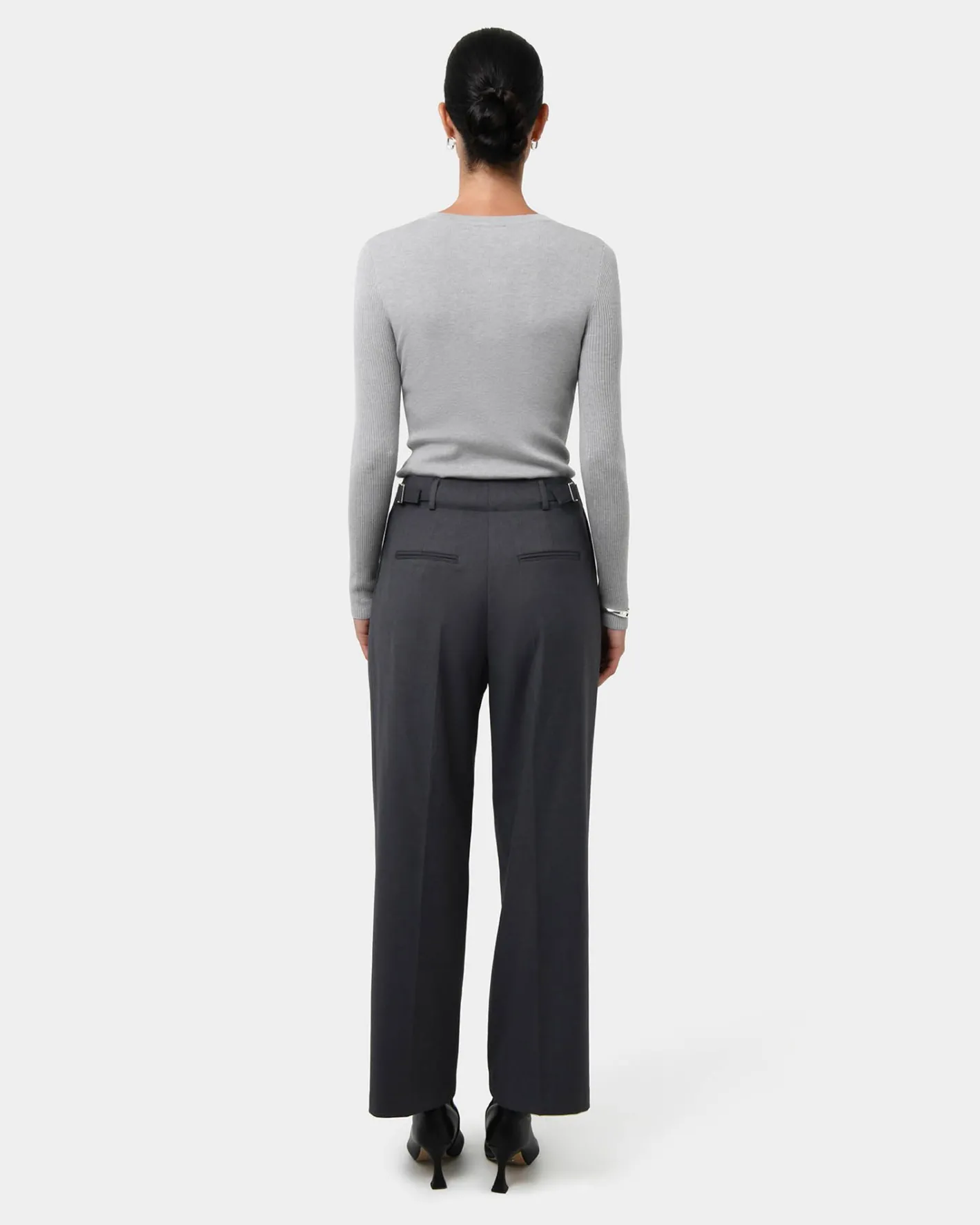 Forcast Milan Adjustable Waist Pants Grey Clearance