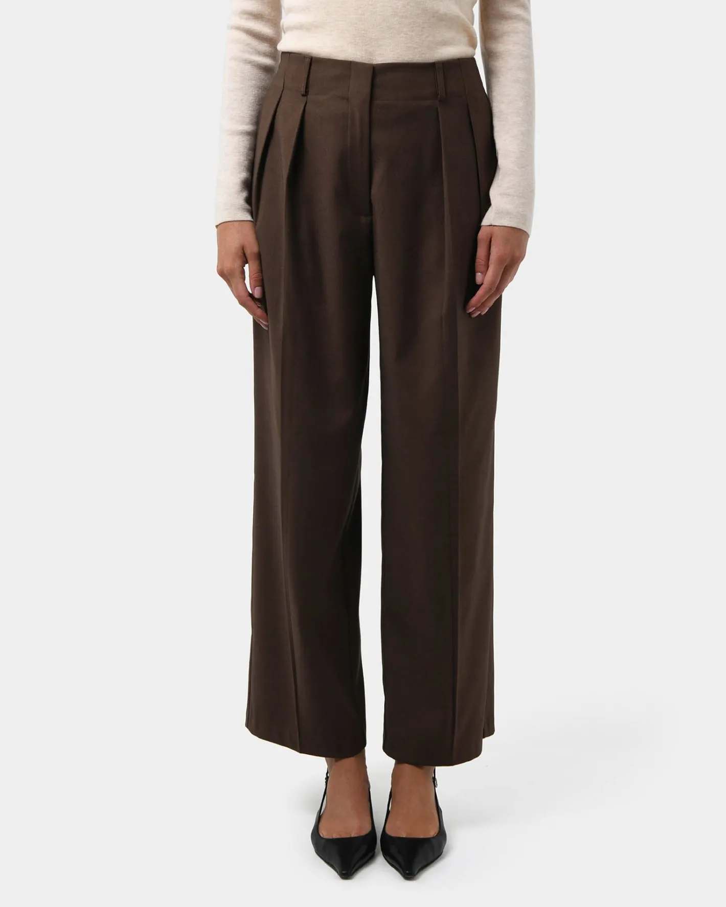 Forcast Milan Adjustable Waist Pants Chocolate Outlet