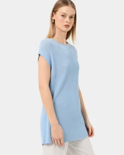 Forcast Milano Melange Knit Top Stone Blue Best