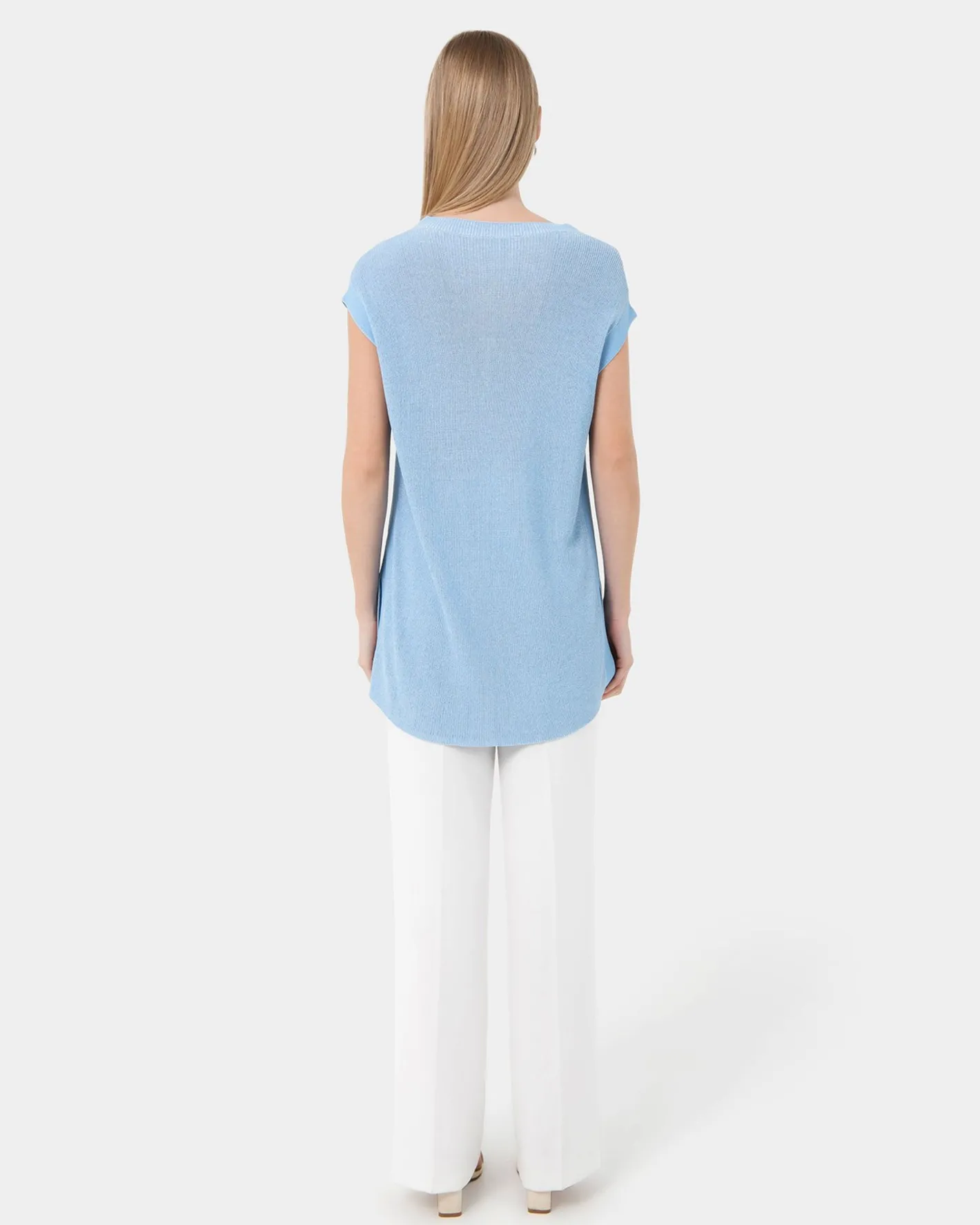 Forcast Milano Melange Knit Top Stone Blue Best