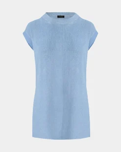 Forcast Milano Melange Knit Top Stone Blue Best