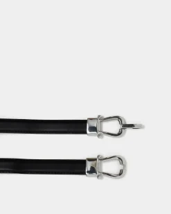 Forcast Mileena Leather Belt Black Silver Discount