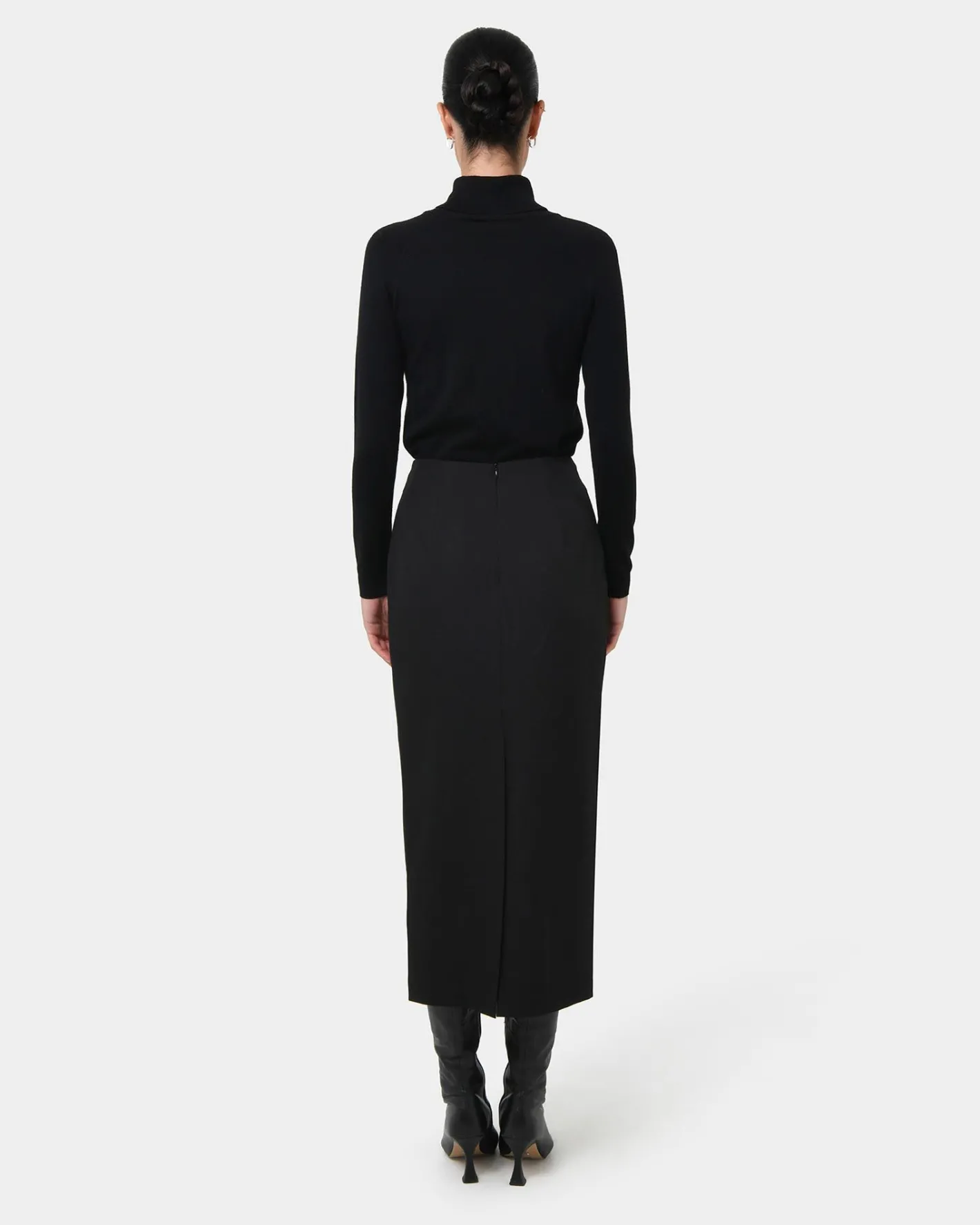 Forcast Milla Column Midi Skirt Black Clearance