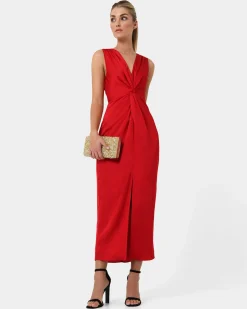Forcast Mimi Front Twist Dress Red