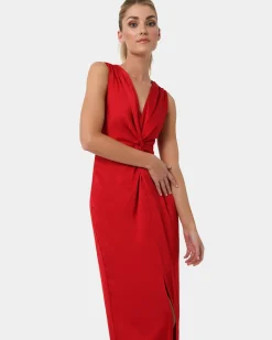 Forcast Mimi Front Twist Dress Red
