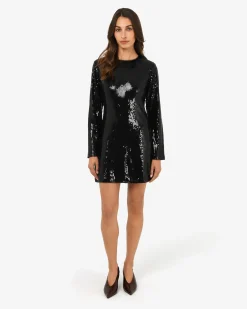 Forcast Mimi Shift Sequin Dress Black Sequin Sale