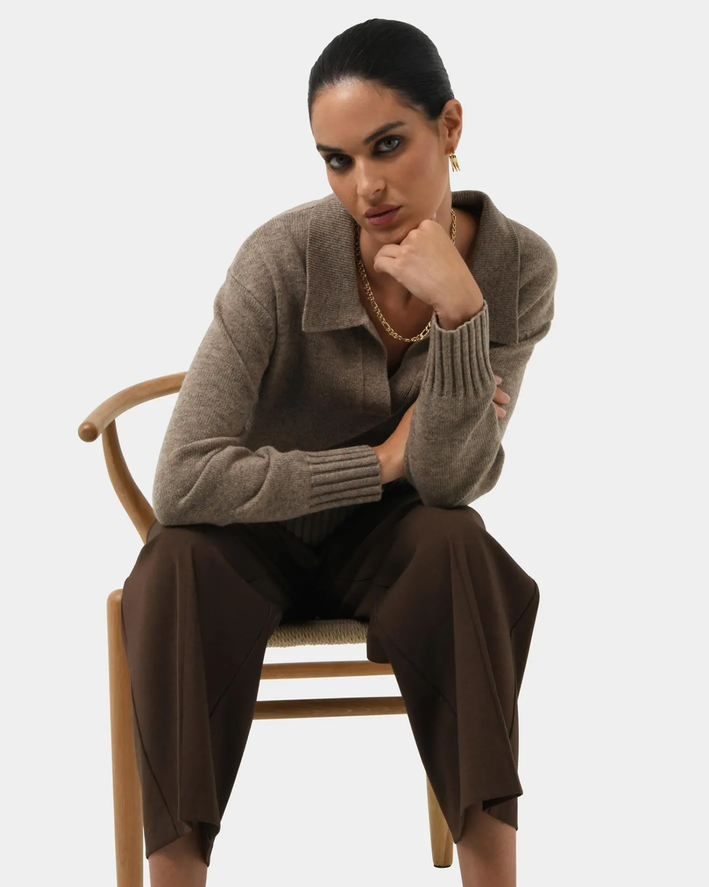 Forcast Mina Wool Blend Knit Marle Mocha Discount