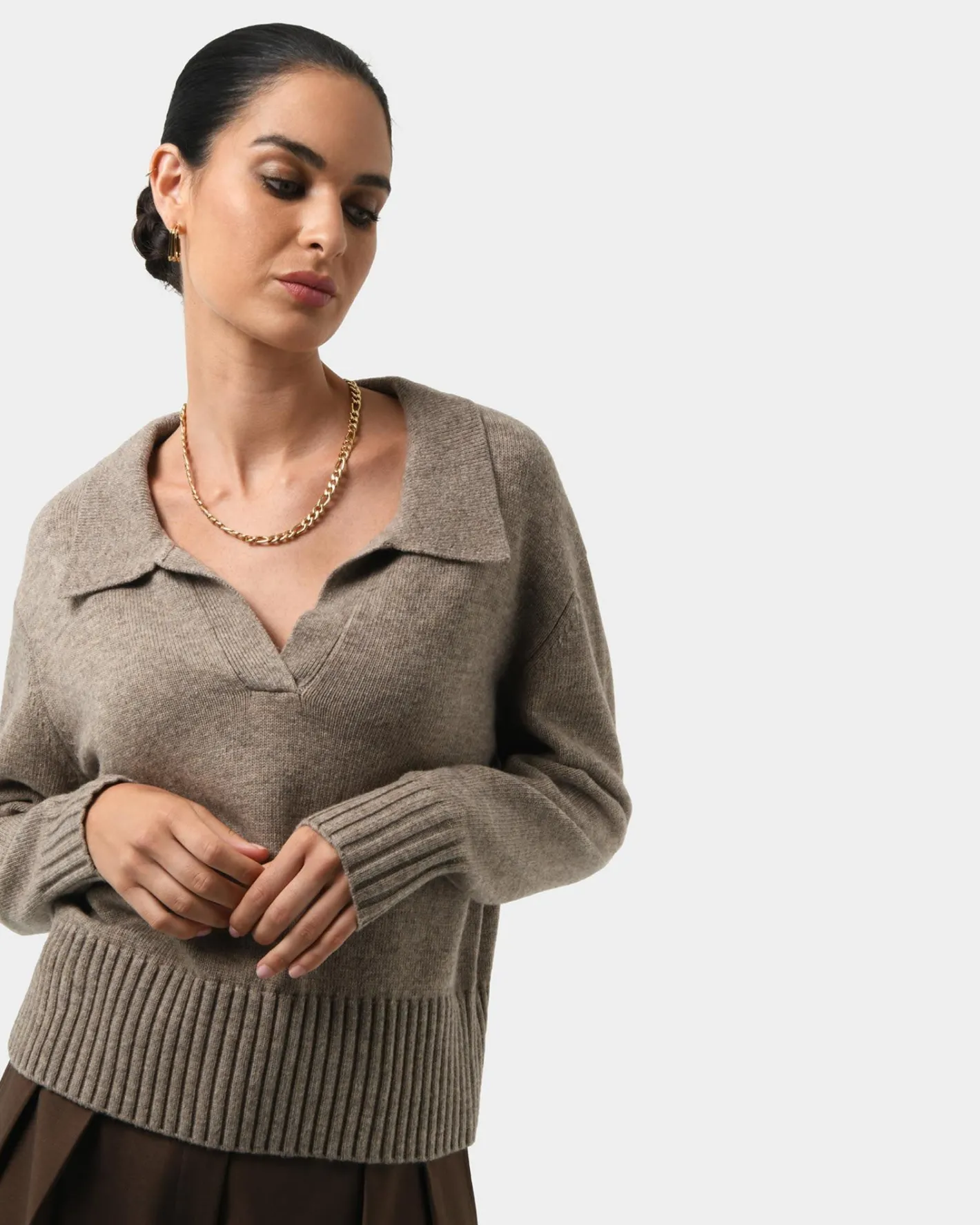 Forcast Mina Wool Blend Knit Marle Mocha Discount
