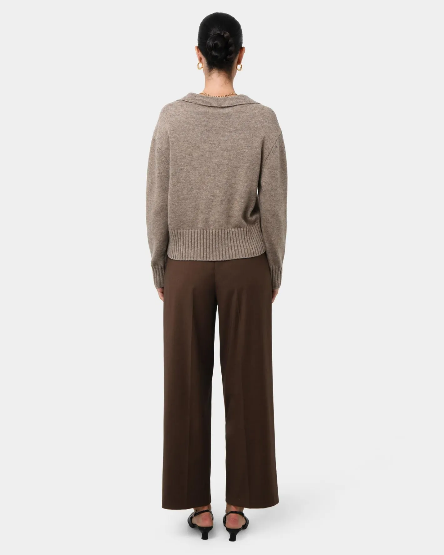 Forcast Mina Wool Blend Knit Marle Mocha Discount