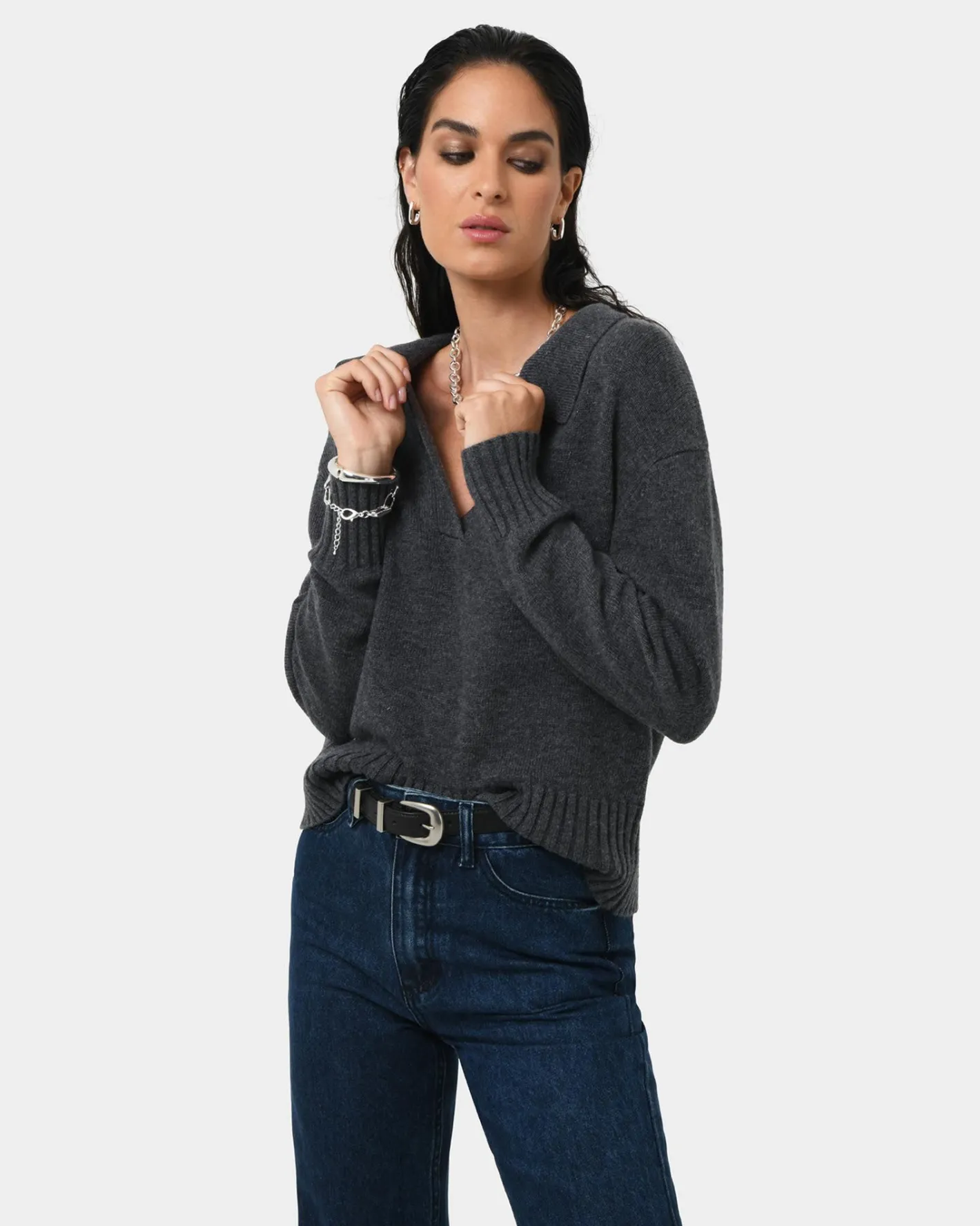 Forcast Mina Wool Blend Knit Marle Grey Best