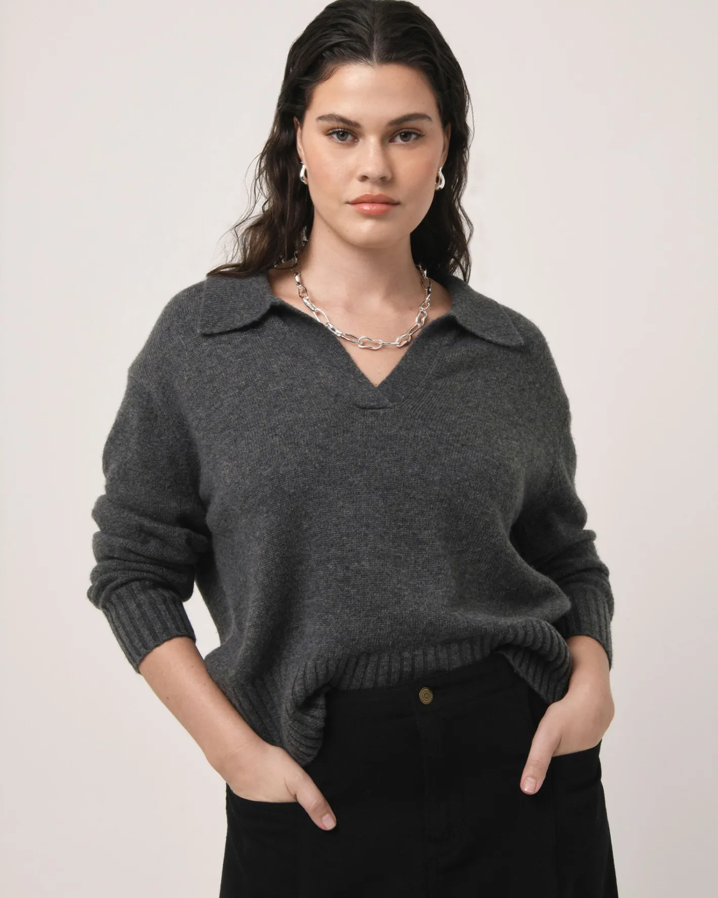 Forcast Mina Wool Blend Knit Marle Grey Best