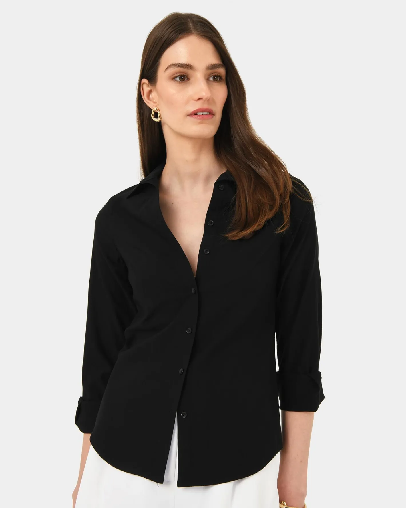Forcast Morgan Collared Shirt Black Discount