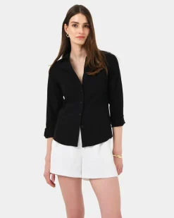 Forcast Morgan Collared Shirt Black Discount