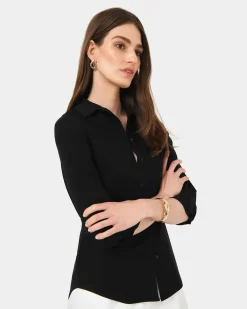 Forcast Morgan Collared Shirt Black Discount