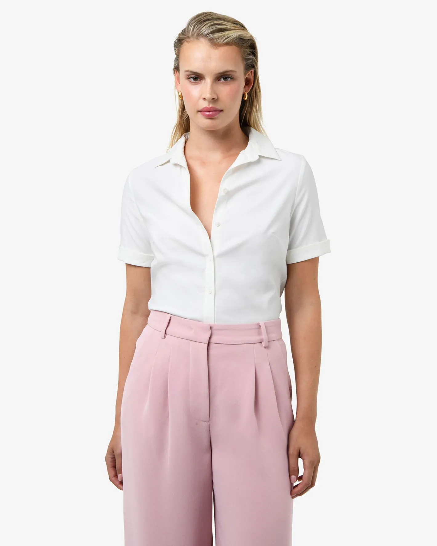 Forcast Morgan Cuff Short Sleeve Ivory Hot