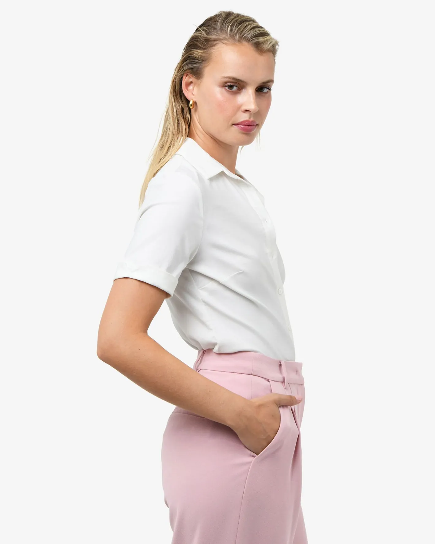Forcast Morgan Cuff Short Sleeve Ivory Hot