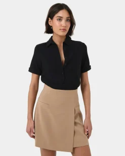 Forcast Morgan Cuff Short Sleeve Black Discount