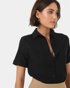 Forcast Morgan Cuff Short Sleeve Black Discount