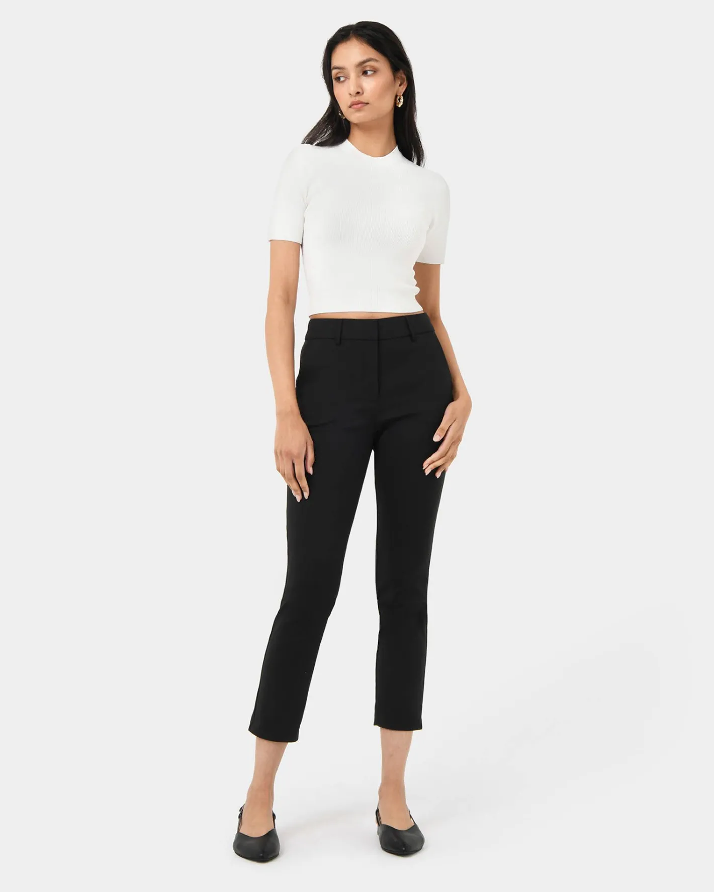 Forcast Murphy Crop Knit Top Ivory