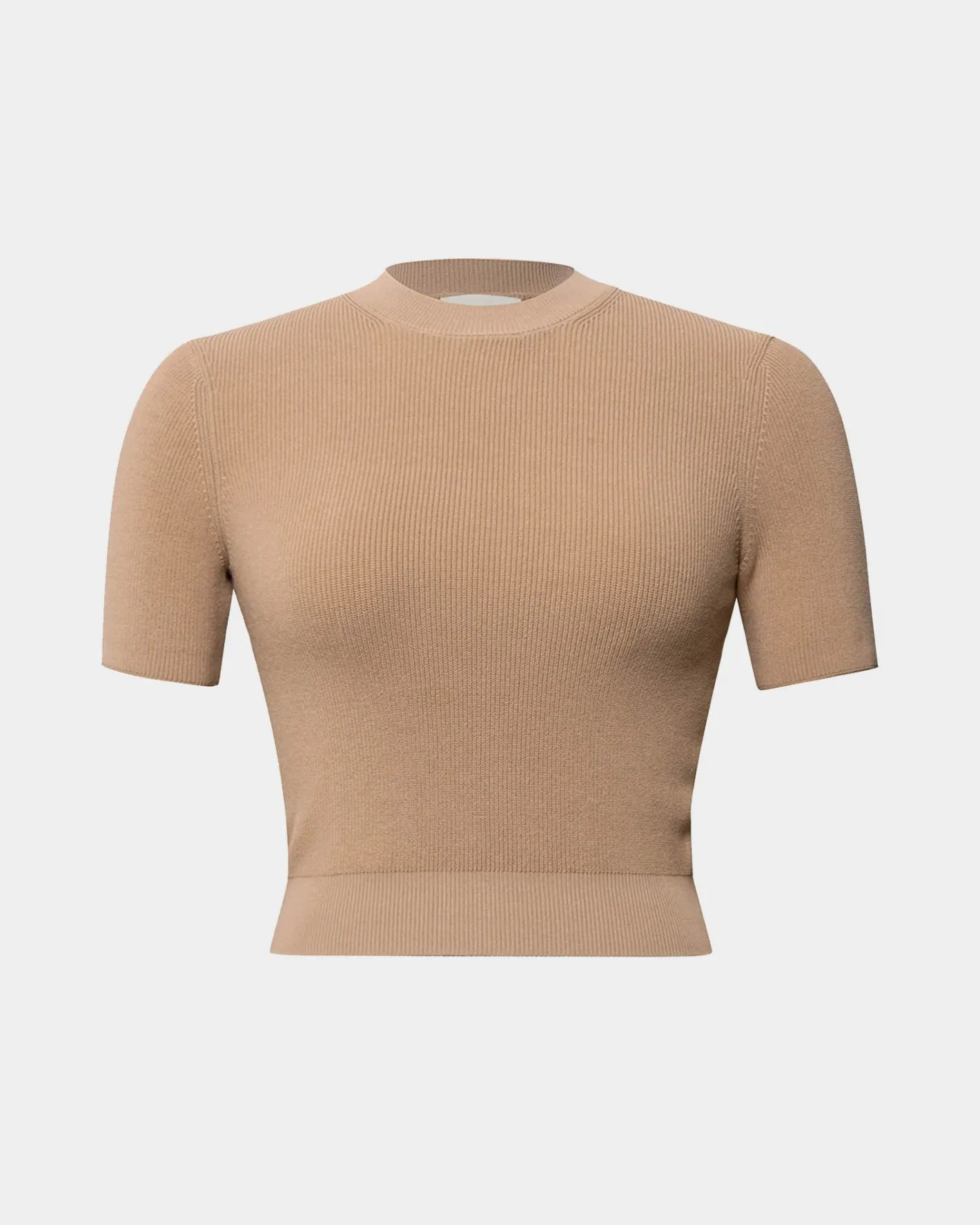 Forcast Murphy Crop Knit Top Camel New