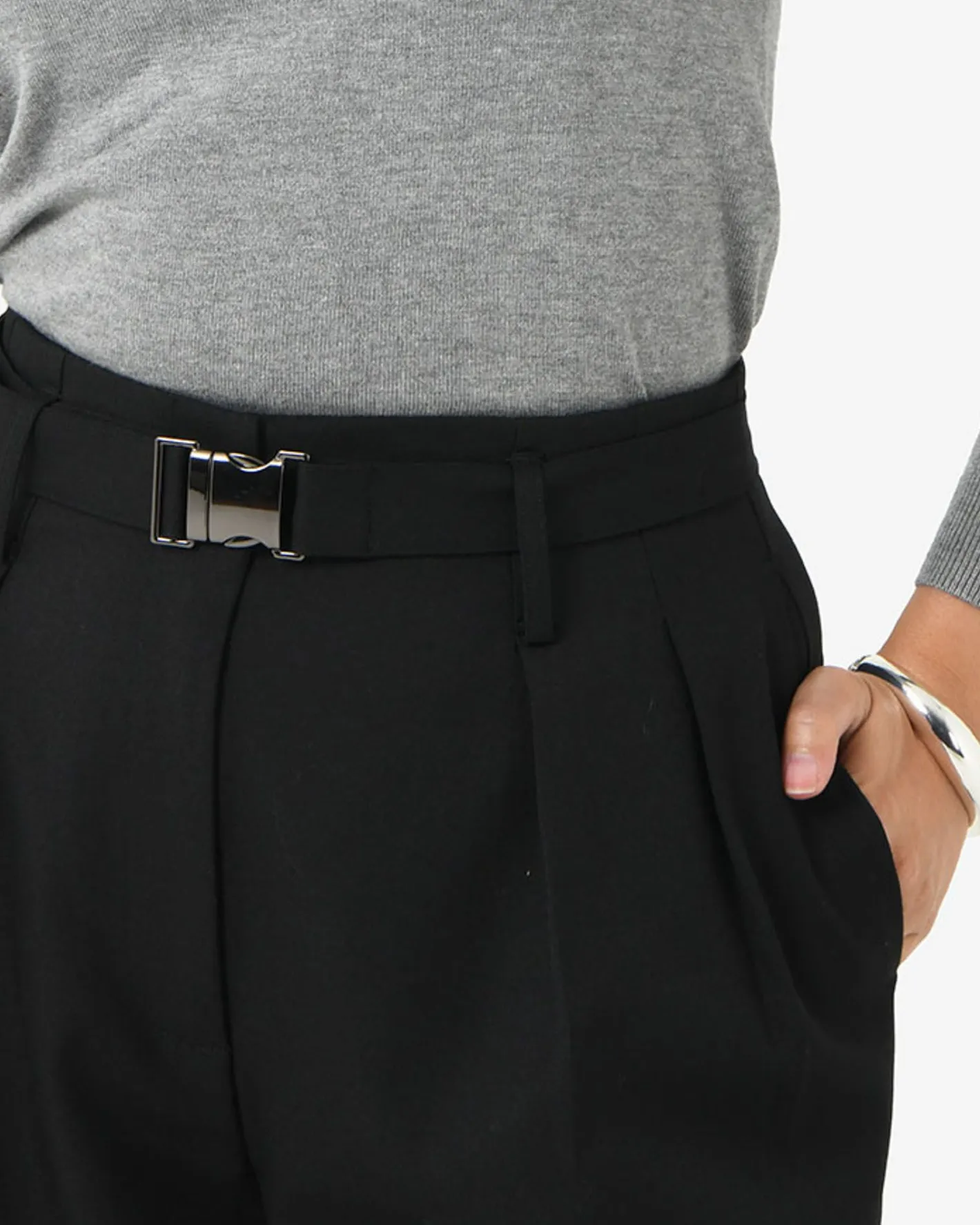 Forcast Nadia Buckle Wide Leg Pants Black Outlet