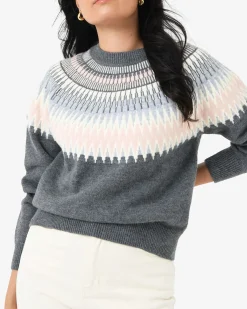 Forcast Natasha Fair Isle Sweater Pink Charcoal Best