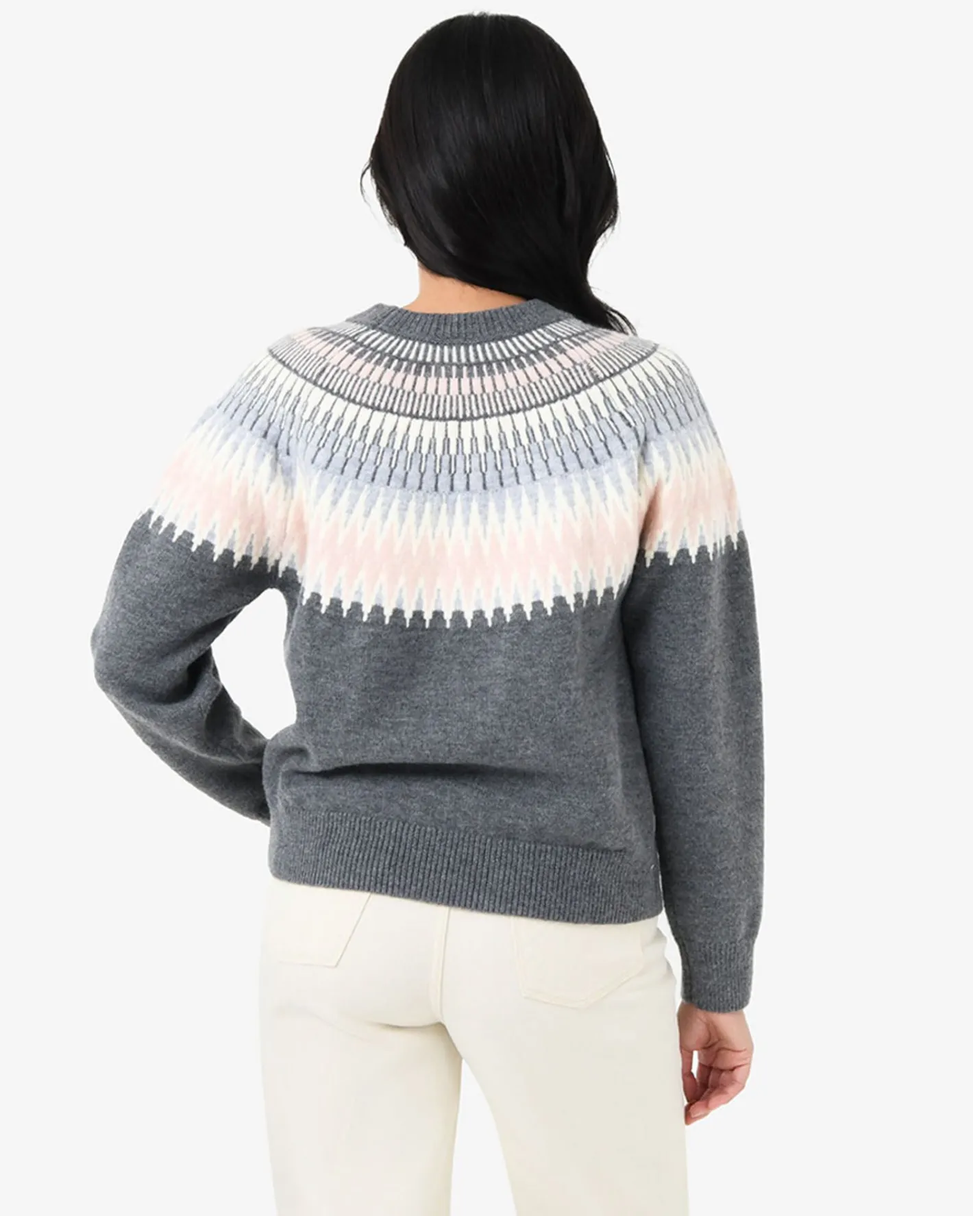 Forcast Natasha Fair Isle Sweater Pink Charcoal Best