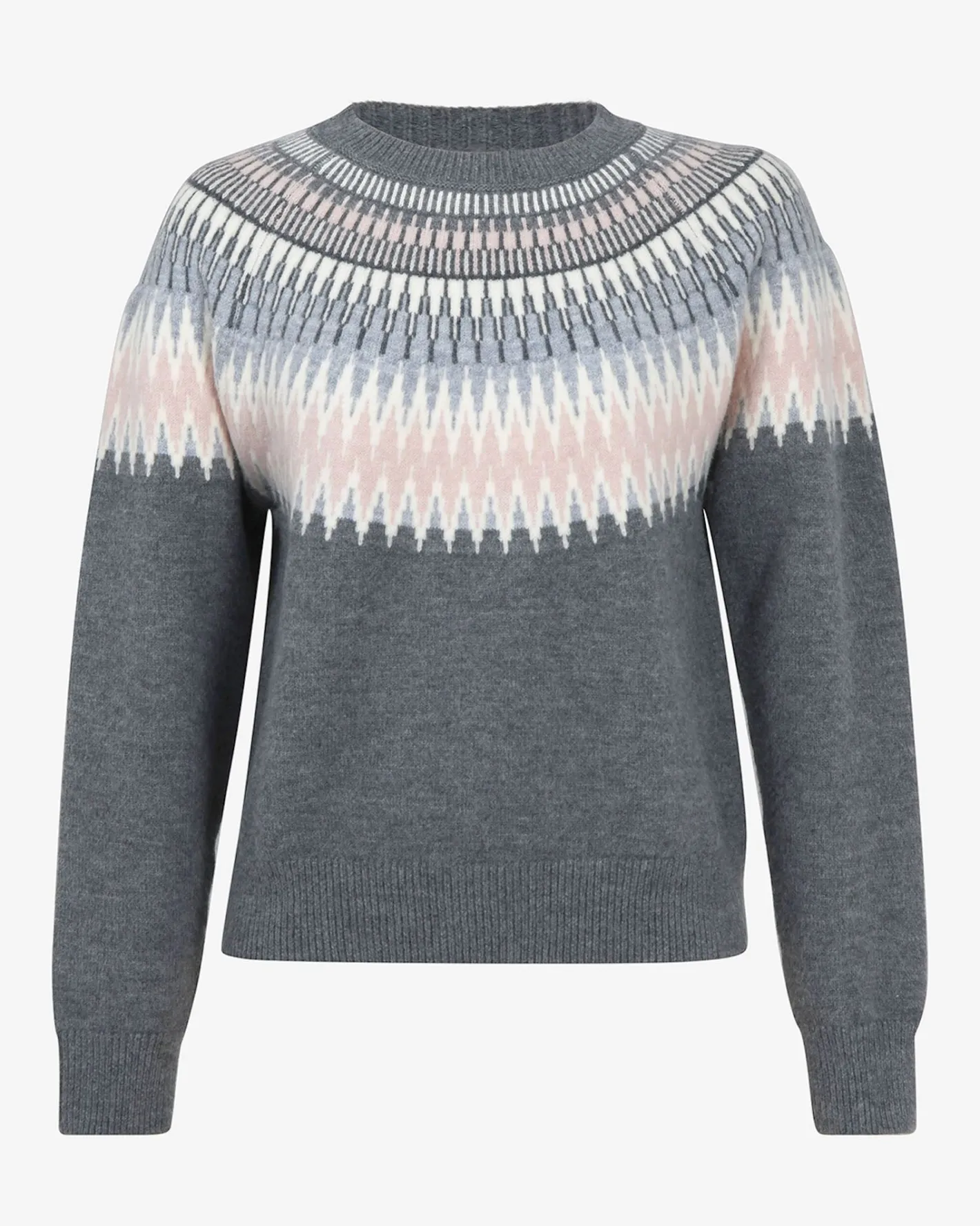 Forcast Natasha Fair Isle Sweater Pink Charcoal Best