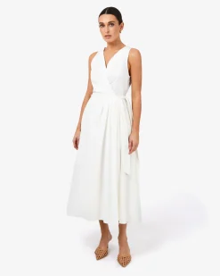 Forcast Nattai Crossover Dress Ivory New