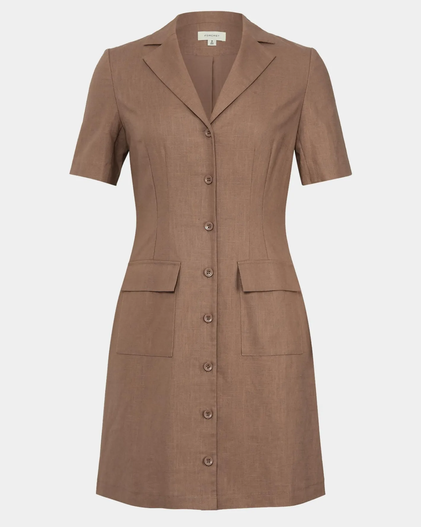 Forcast Nia Button Linen Dress Biscuit Hot