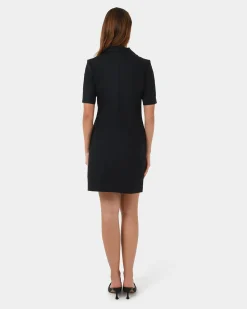 Forcast Nia Button Linen Dress Black Hot